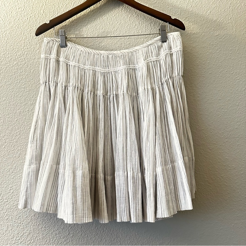 Vince. white striped Pleated 100% Cotton Skirt Sz 8 - Picture 3 of 15
